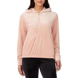 FILA Velour Quartet Zip Pull Over Hoodie Jacket Size Medium Pink